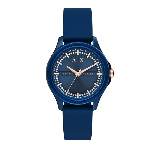 Armani Exchange Three-Hand Silicone Watch Blue Montre à quartz