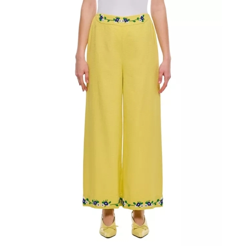 Bode New York Beaded Chicory Cotton Pants Yellow 