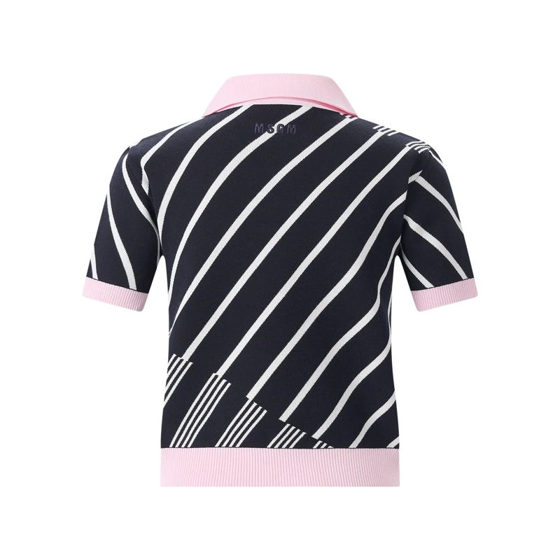 MSGM Poloshirt Gestricktes Poloshirt mit Streifendesign dunkelblau(Image 2)
