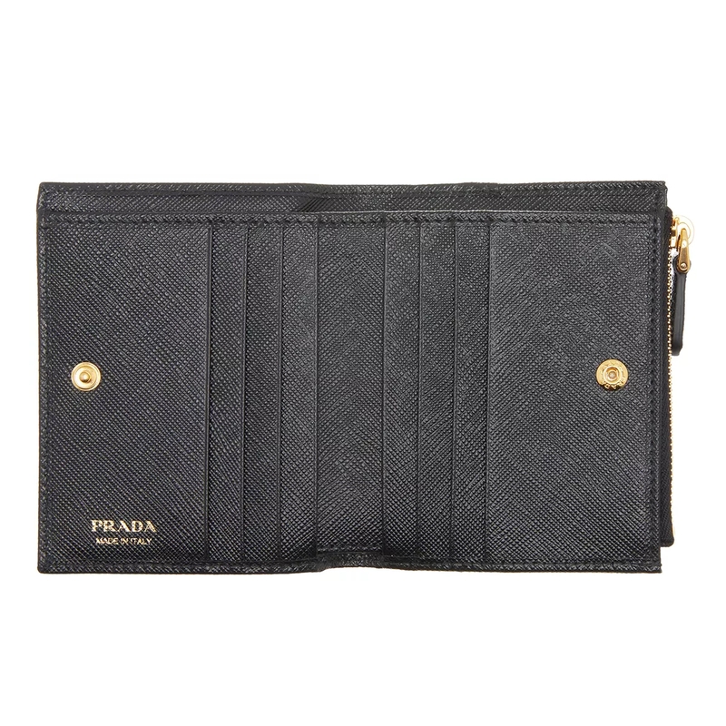 Prada Bi-Fold-Portemonnaie Saffiano Triangolo Small Zip Wallet F0002 nero(Image 5)
