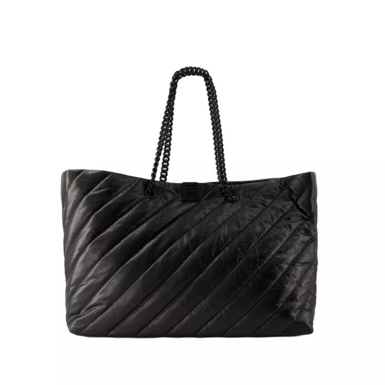 Balenciaga Tote - Crush Carry All L Shopper Bag - Leather - Black - Gr. unisize - in Schwarz - für Damen