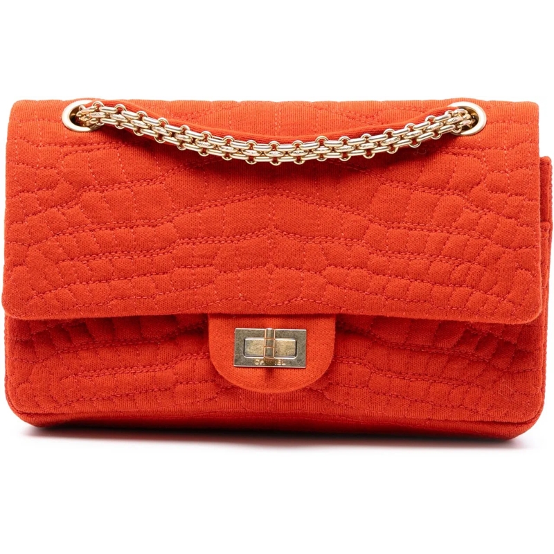 Chanel Schultertasche Reissue 2.55 Quilted Jersey Coco Croc Double Flap  orange