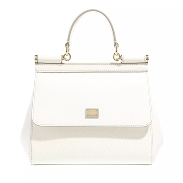 Dolce & Gabbana Small Sicily Bag In Dauphine Leather In White
