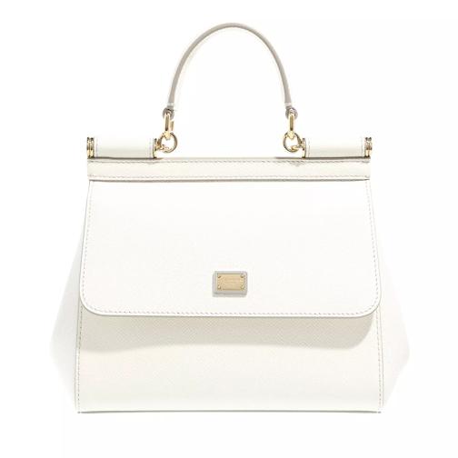Dolce&Gabbana Small Sicily Bag Dauphine Leather White Schooltas