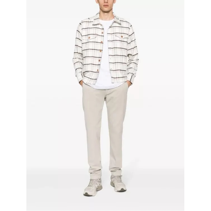 Eleventy White Plaid Check Shirt White