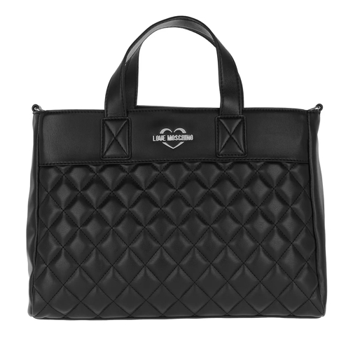 Love Moschino Quilted Shopping Bag Black/Silver Tote
