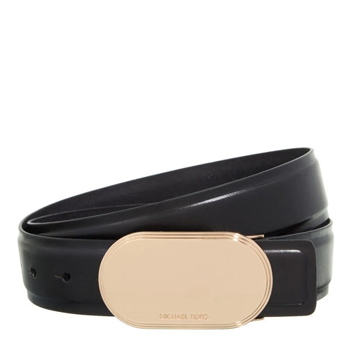 MICHAEL Michael Kors Leather Belt 42Mm Leather Belt With Plaque Black/ Gold