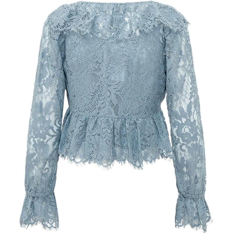 MICHAEL Michael Kors Bluse Top in Pizzo con Scollo a V e Maniche Lunghe blau(Image 2)