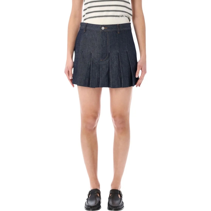 A.P.C. Spijkerrok Pleated Denim Mini Skirt Blue