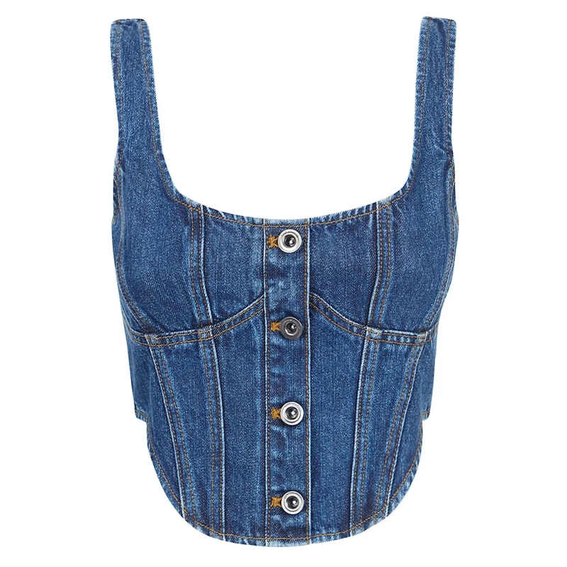 Self Portrait Top SELF-PORTRAIT DENIM CORSET TOP hellblau