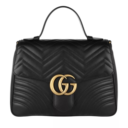 Gucci GG Marmont Medium Top Handle Bag Black Satchel