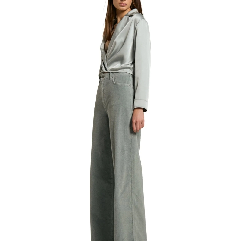 HOMAGE TO DENIM Ausgestellte Jeans velvet jeans wide leg grün