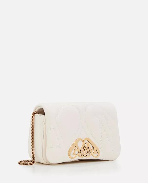 alexander mcqueen Shoppers Mini Seal Leather Shoulder Bag in wit