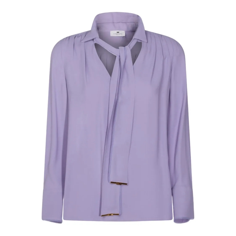 Elisabetta Franchi Overhemd Lilac Button-Down Shirt With Classic Collar Purple