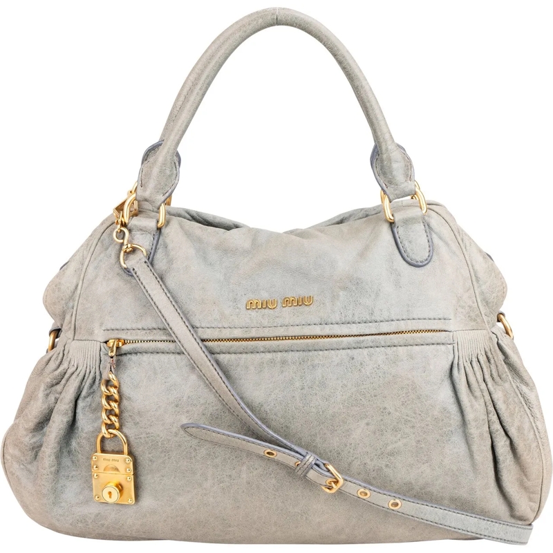 Miu Miu Tote Miu Miu Classic Leather Padlock Handbag blau