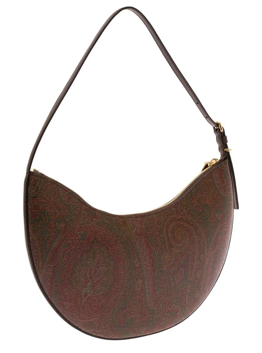 ETRO Shoppers Essential Brown Shoulder Bag With Paisley Print In bruin