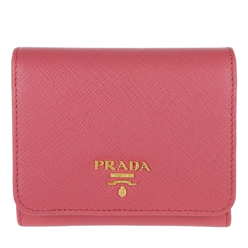 Prada Small Wallet Saffiano Leather Peonia Portemonnaie mit Überschlag