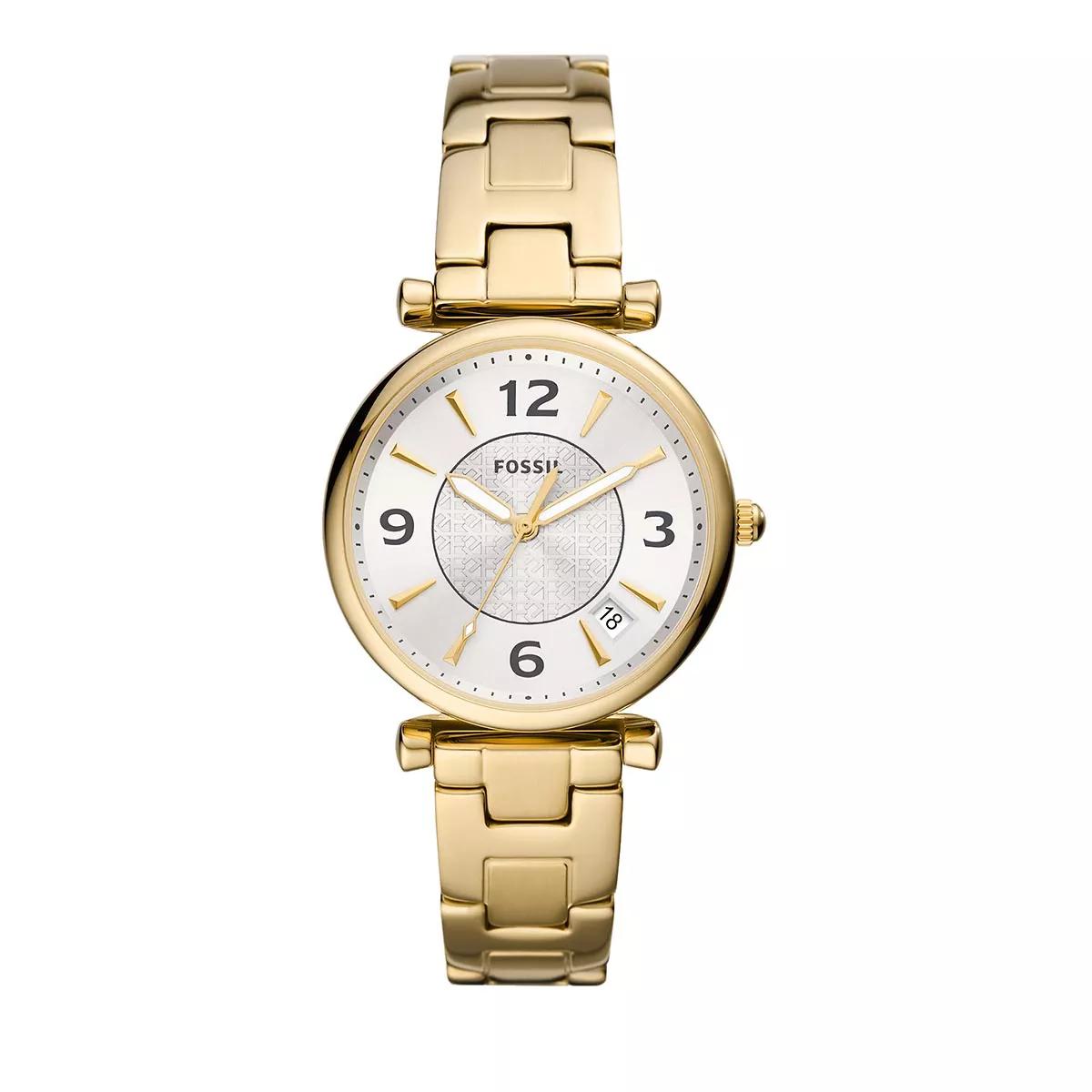 Fossil Carlie Three Hand Date Stainless Steel Watch Gold Quartz