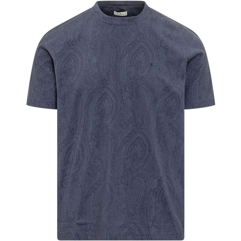 Etro T-shirt T-shirt Girocollo con Motivo Paisley blau