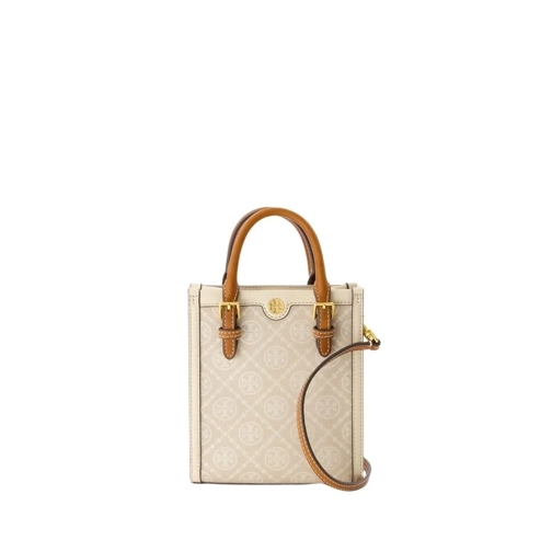 Tory Burch T Monogram Mini Shopper Bag - Cotton - Ivory Neutrals Draagtas