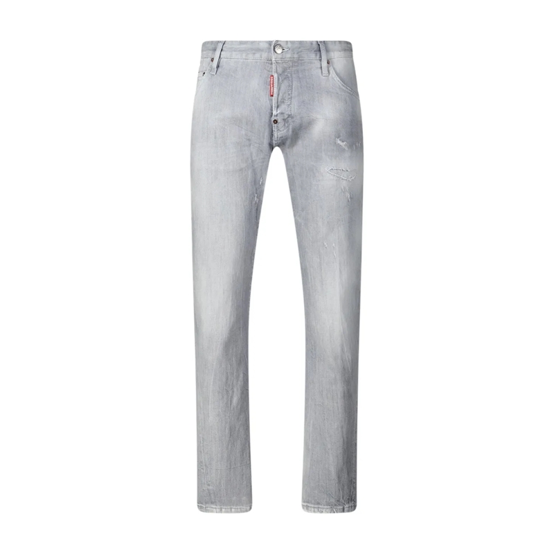 Dsquared2 Jeans Slim Fit Light Grey Distressed Jeans With Tapered  White(Image 2)