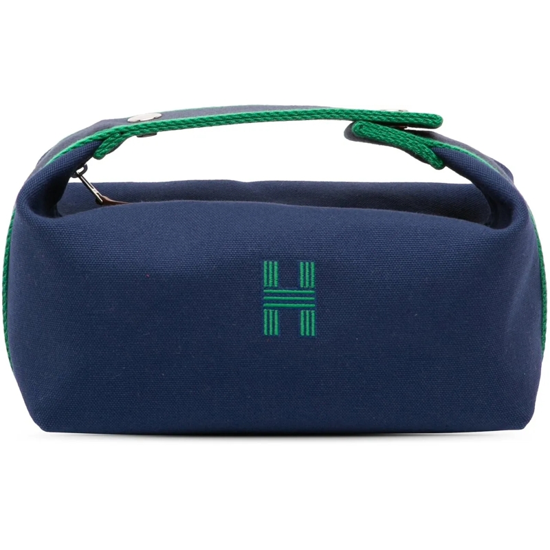 Hermès Necessaire Small Toile Bride A Brac Case blau
