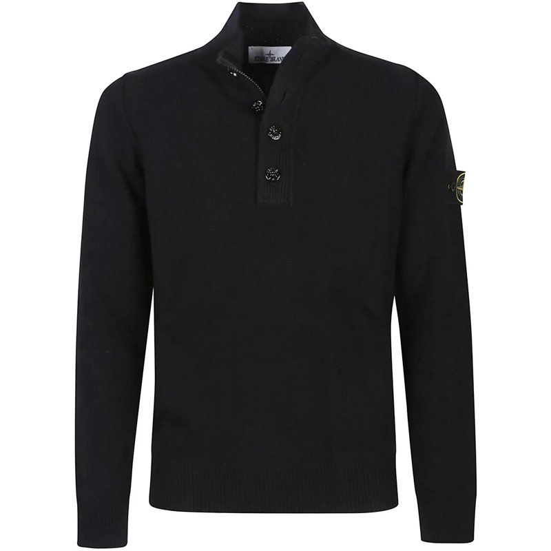 Stone Island  Half Botton Sweater Black schwarz