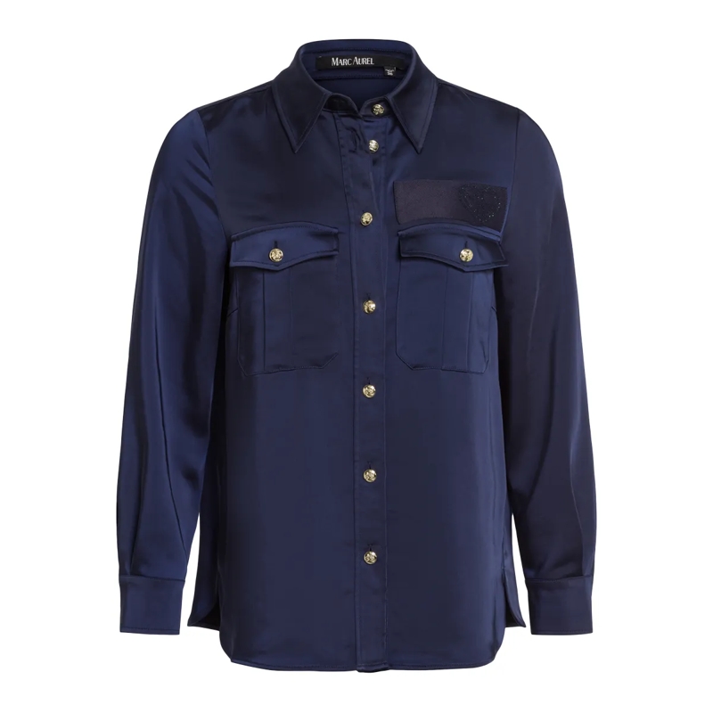 Marc Aurel Bluse Satin-Top blau