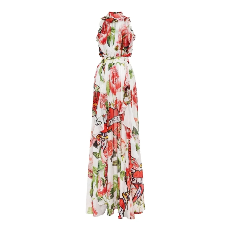Philipp Plein Maxikleid Kleid Love weiss