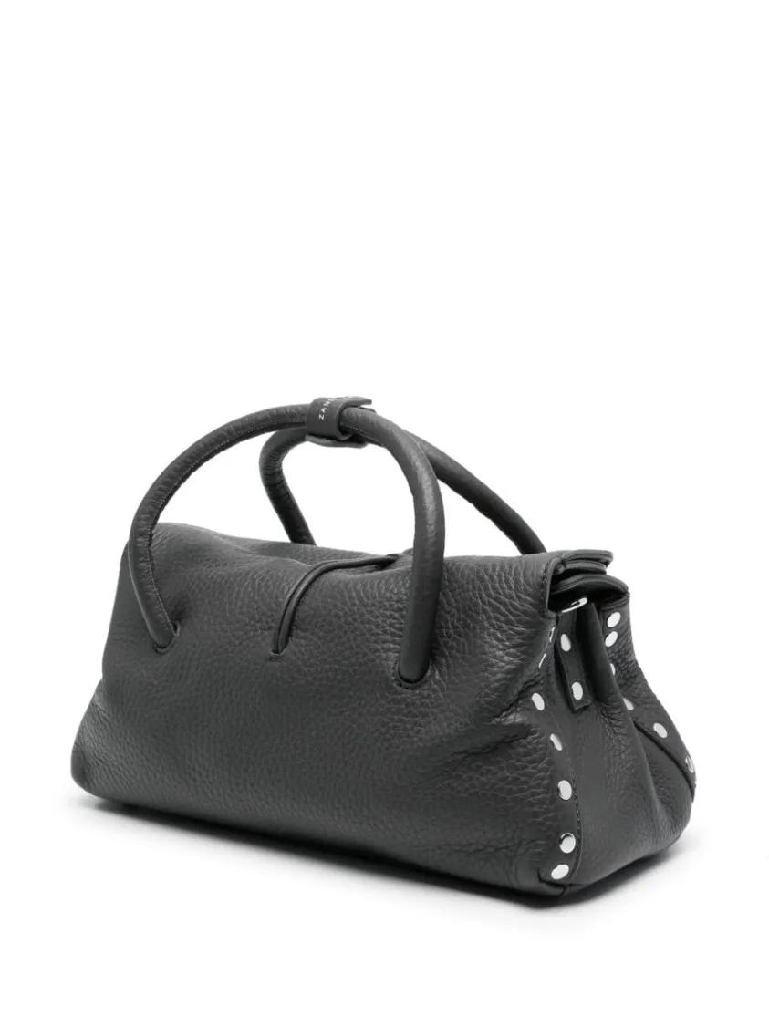 Zanellato Stud Embellished Charcoal Grey Leather Bag Gray Dames