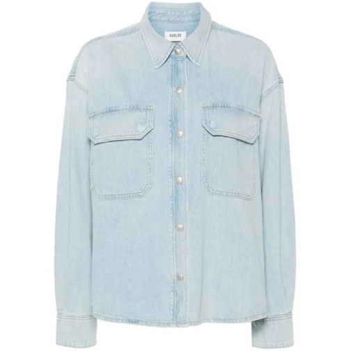 Agolde Gwen Slice Denim Shirt Blue 