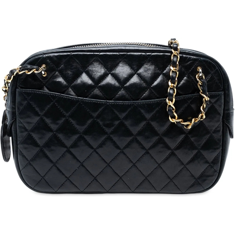 Chanel Sac à bandoulière CC Quilted Lambskin Chain Camera Bag schwarz