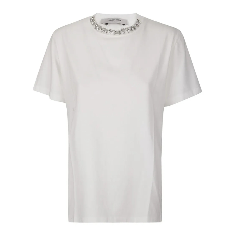 Golden Goose T-shirt Crystal-Embellished Round Neck T-Shirt White