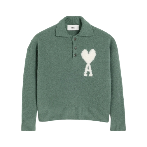 AMI Paris Polo Pullover mit Kragen und Knopfleiste 4013 ANTIQUE CLAY