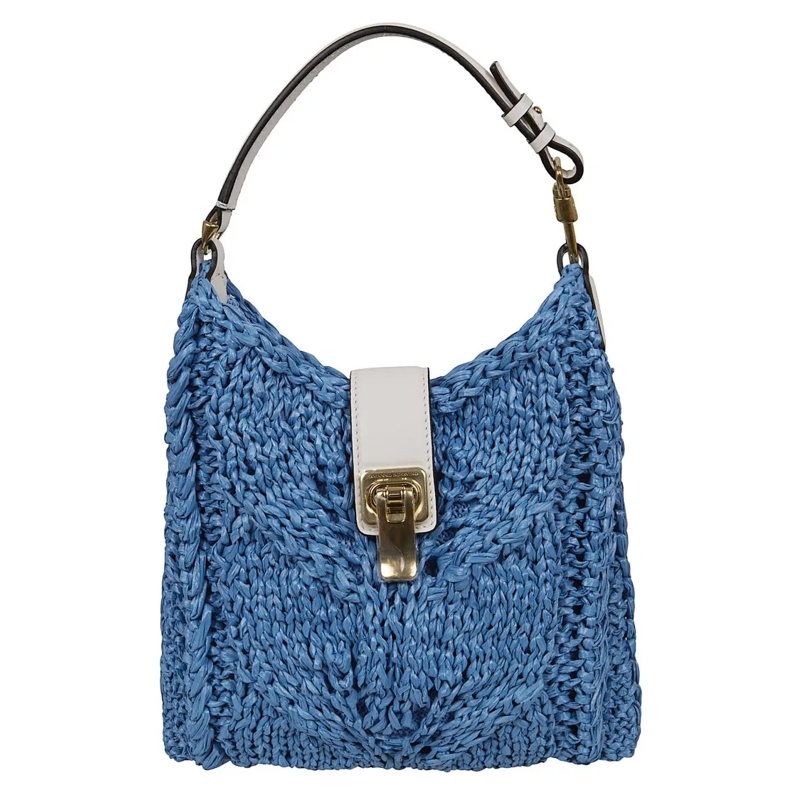 Ermanno Scervino Sac à bandoulière Woven Viscose Handbag With Structured Shape And Go Blue