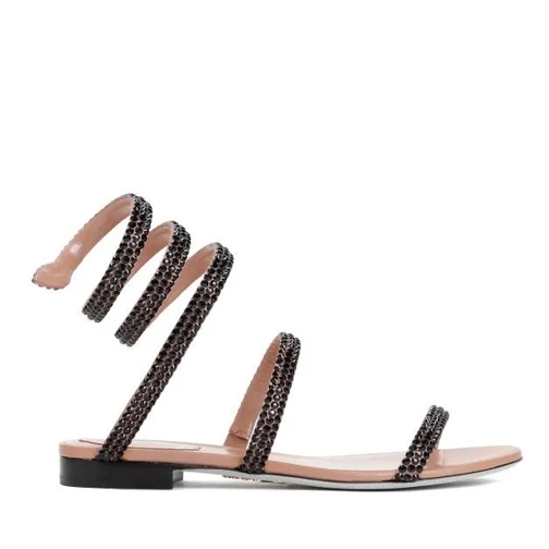 René Caovilla Serpente Black Leather Sandals Black Sandaler