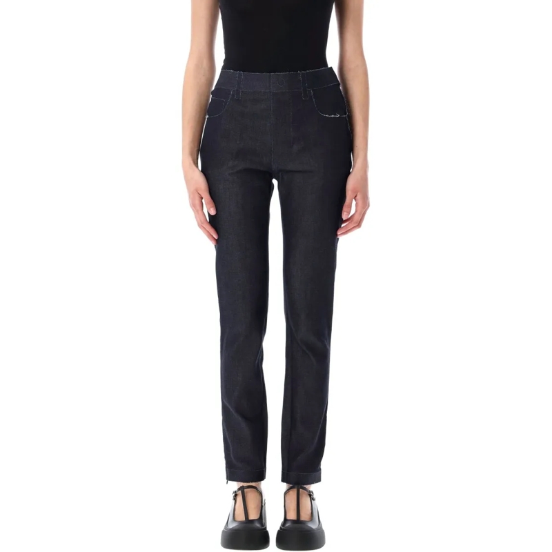 Marni Jeans Stretch Denim Trompe L'oeil Trousers Black