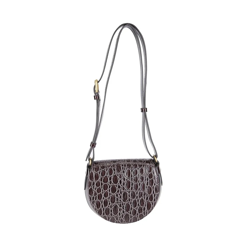 Dries Van Noten Schultertasche Textured Leather Shoulder Bag Grey