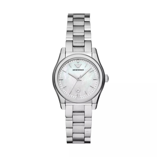 Emporio Armani Three-Hand Date Stainless Steel Watch Silver Quartz Horloge