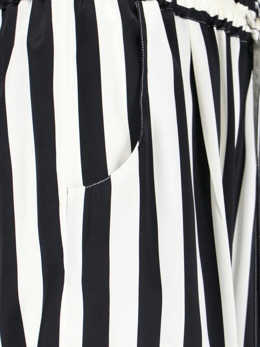 ショートパンツ Kiton Silk Shorts Black And White Striped Pattern Kiton Silk Shorts Black And White Striped Pattern Black