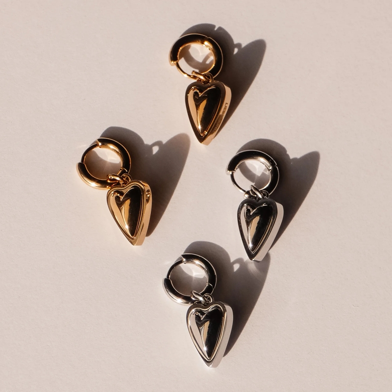 Liebeskind Berlin Ohrstecker Edelstahl Metal Heart silber(Image 4)