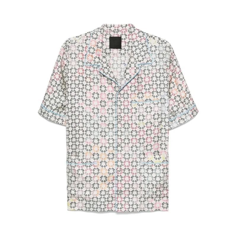 Givenchy Overhemd Multicolored Geometric Patterned Ecru Shirt White