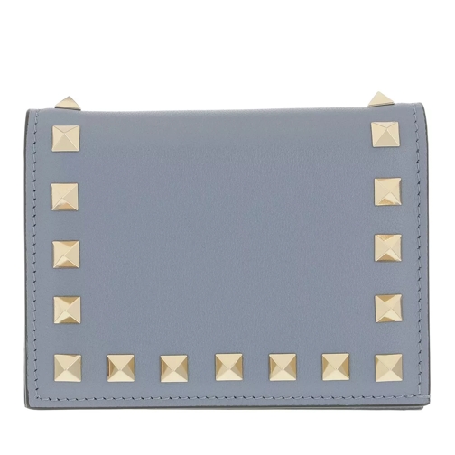 Valentino Garavani Rockstud Small Wallet Light Blue Bi-Fold Portemonnee