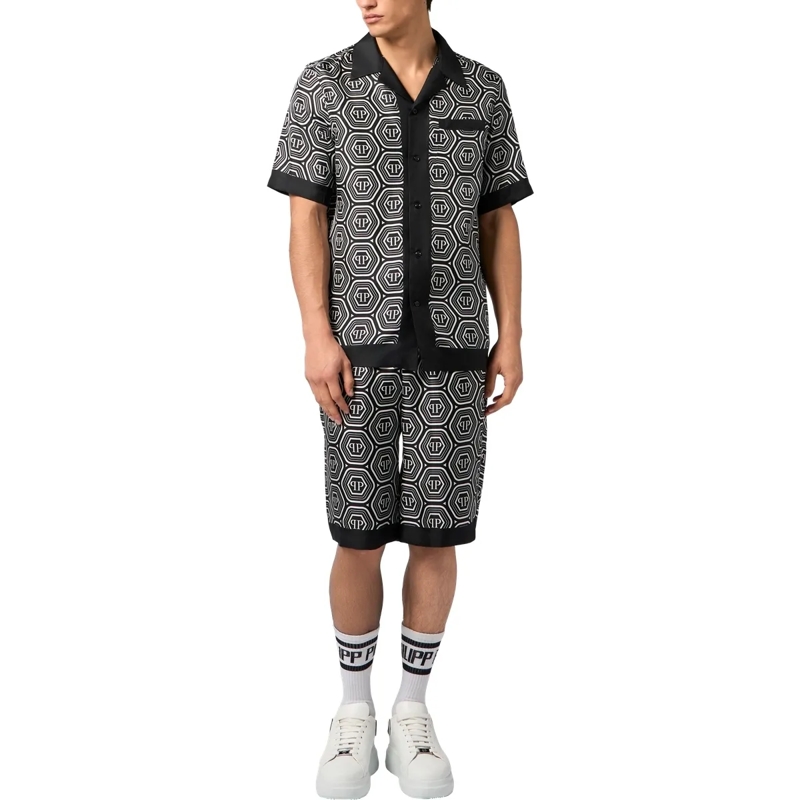 Philipp Plein Shorts Silk Drawstring Shorts Monogram 70'S schwarz(Image 4)