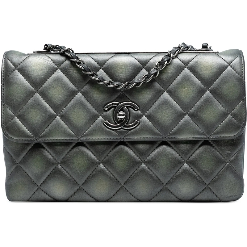 Chanel Sac à bandoulière Quilted Metallic Lambskin Trendy CC Flap grau
