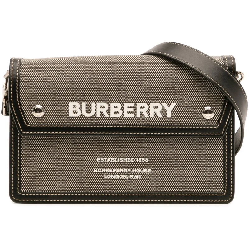 Burberry Schultertasche Canvas Horseferry Note Crossbody grau