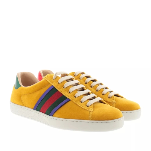 Gucci Ace Velvet Low-Top Sneaker Yellow Low-Top Sneaker