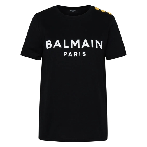 Balmain T-shirts Black Cotton T-Shirt Black