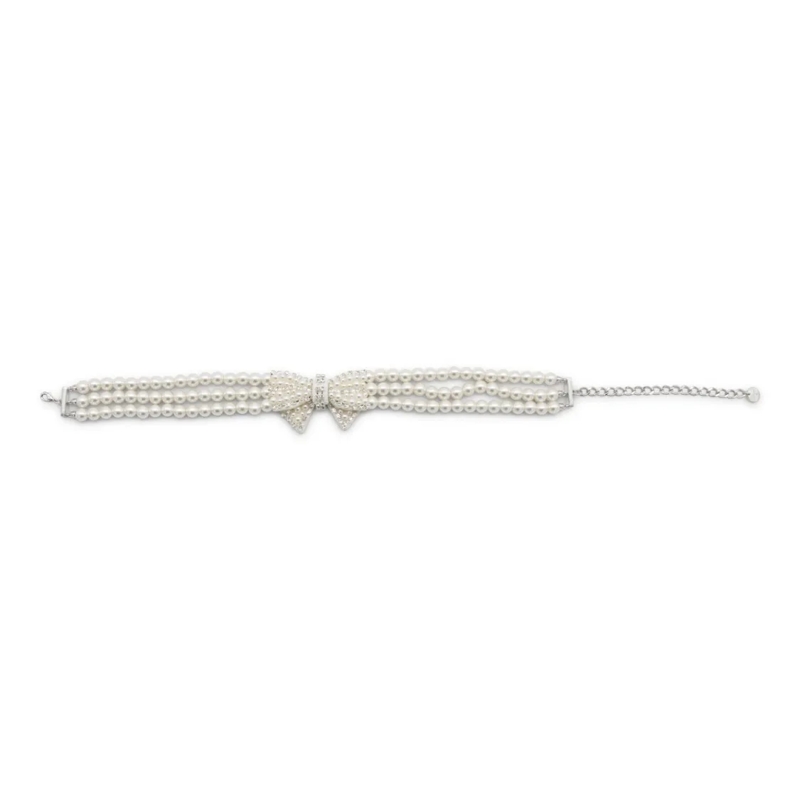 Self Portrait Medium Halsketting Pearl Bow Necklace White