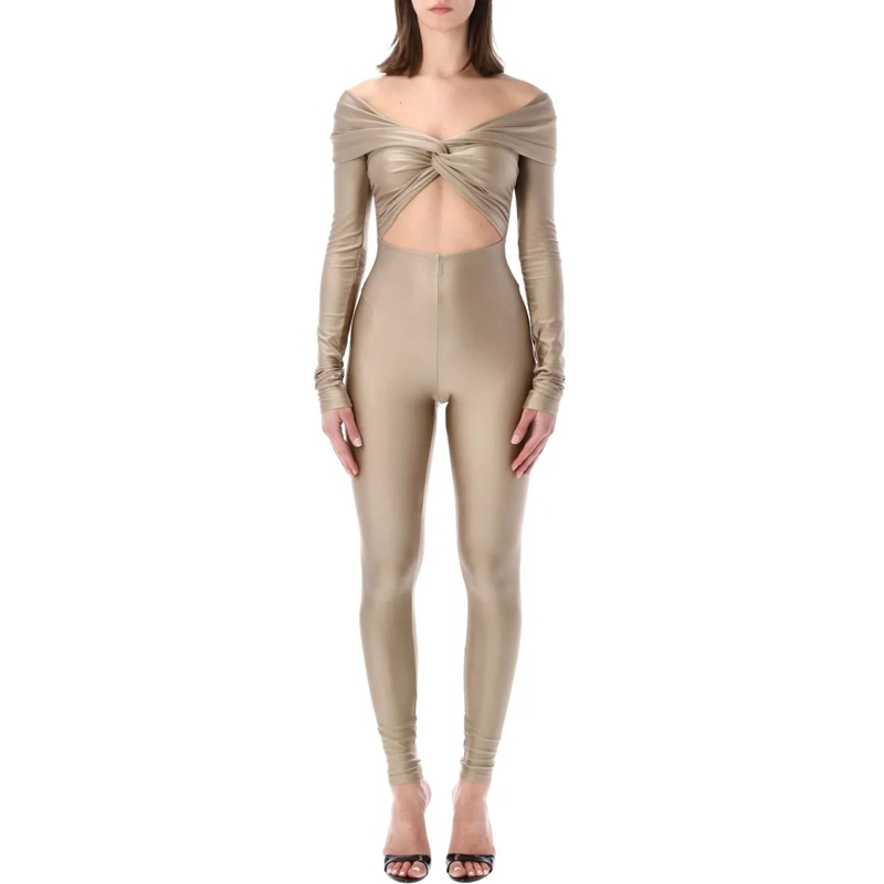Andamane Jumpsuit Stretch Off-Shoulder Cut-Out Jumpsuit Neutrals